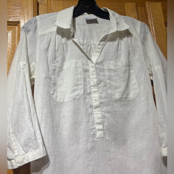 Columbia White Linen Tunic Top Women’s XS EUC - Picture 5 of 7